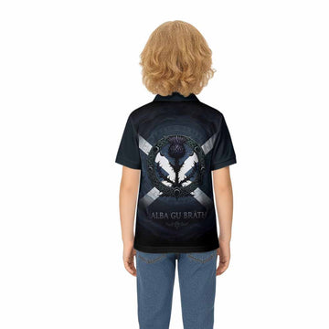 MacMaster (McMaster) Clan Crest Kid Polo Shirt with Celtic Knot Thistle and Saltire - Tartan Vibes Clothing