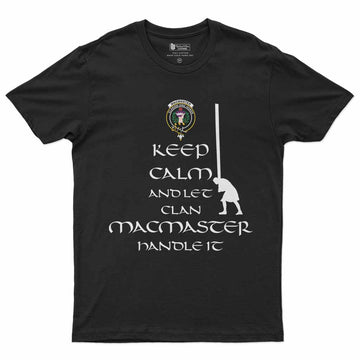 MacMaster (McMaster) Clan Crest Men's T-Shirt Caber Toss Highland Games Black - Tartan Vibes Clothing