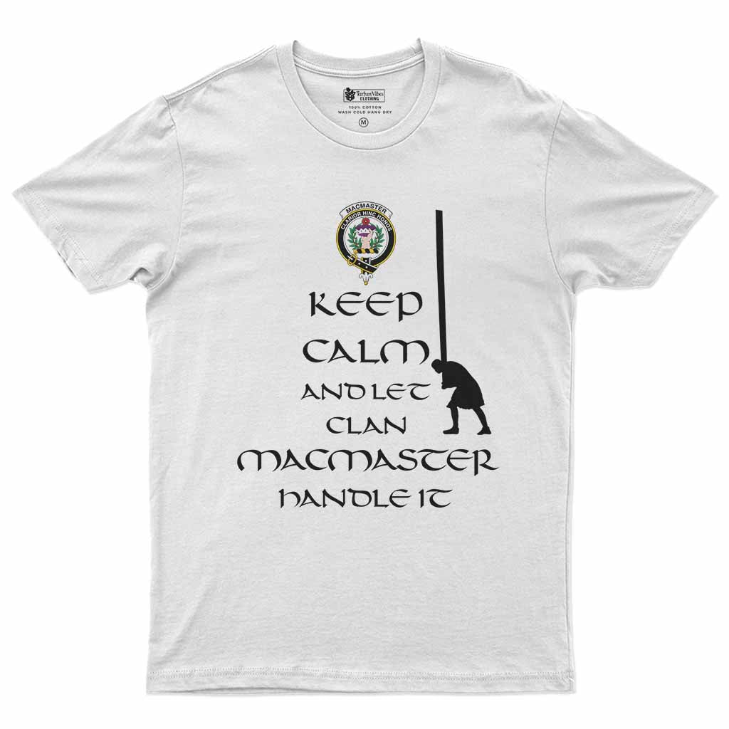 MacMaster (McMaster) Clan Crest Men's T-Shirt Caber Toss Highland Games White - Tartan Vibes Clothing