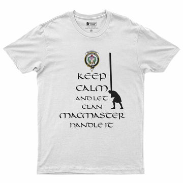 MacMaster (McMaster) Clan Crest Men's T-Shirt Caber Toss Highland Games White - Tartan Vibes Clothing
