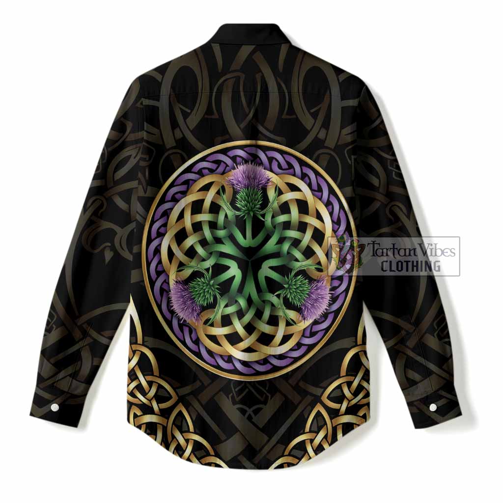 MacMaster (McMaster) Clan Crest Women Casual Shirt Celtic Scottish Thistle