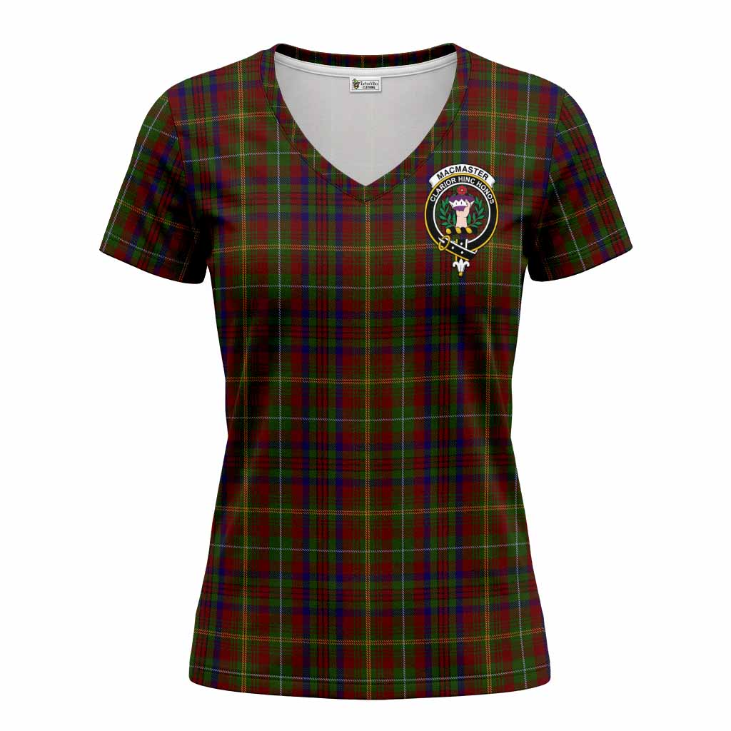 MacMaster (McMaster) Clan Crest Women T shirt Women V-Neck - Tartan Vibes Clothing