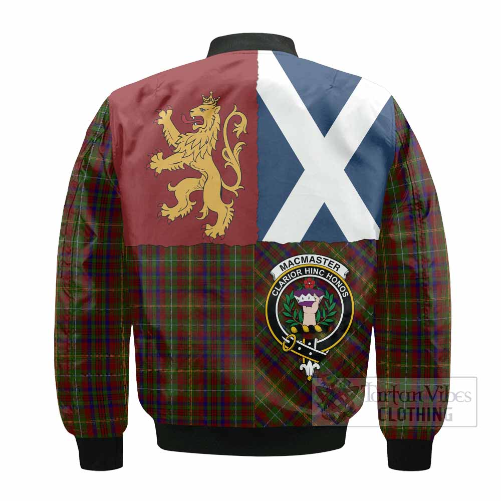 MacMaster (McMaster) Crest Tartan Bomber Jacket with Lion Rampant Saltire Style - Tartan Vibes Clothing
