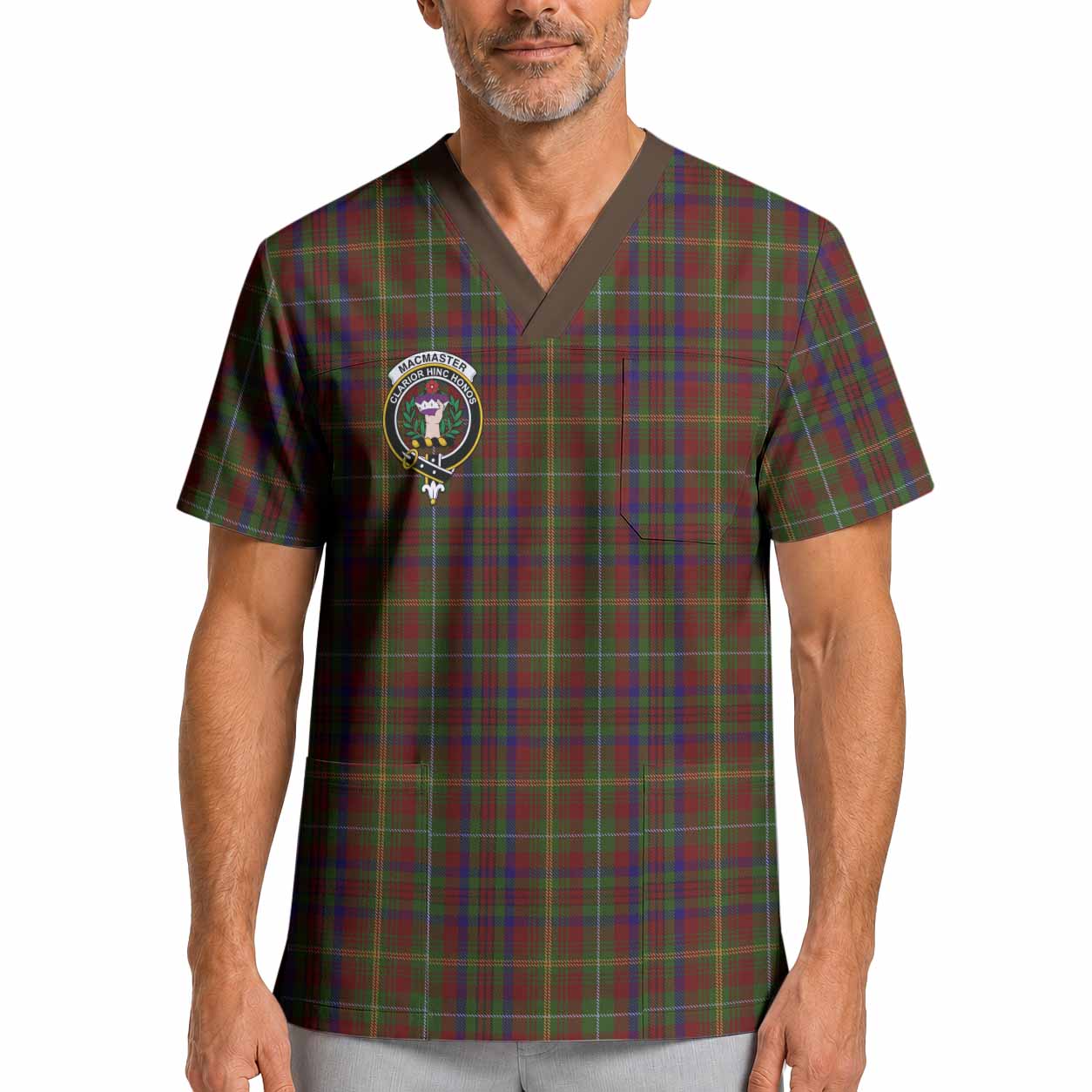 MacMaster (McMaster) Crest Tartan Scrub Top XL - Tartan Vibes Clothing