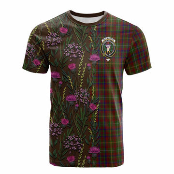 MacMaster (McMaster) Family Crest Tartan Cotton T-shirt Scottish Thistle Flower Pattern Half Style - Tartan Vibes Clothing