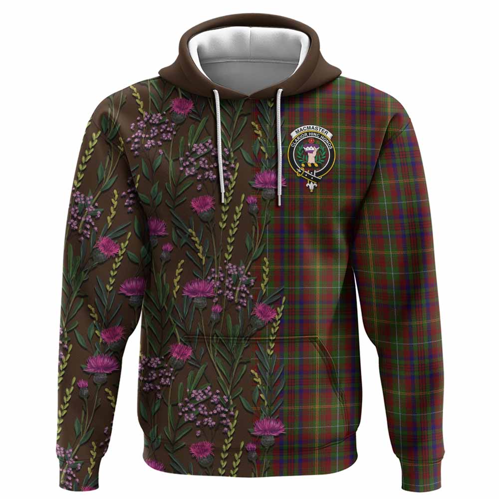 MacMaster (McMaster) Family Crest Tartan Hoodie Scottish Thistle Flower Pattern Half Style - Tartan Vibes Clothing