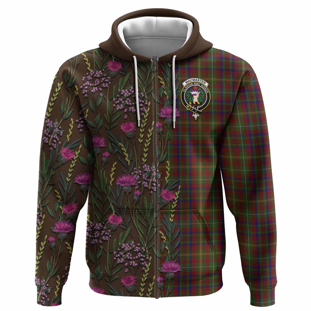 MacMaster (McMaster) Family Crest Tartan Hoodie Scottish Thistle Flower Pattern Half Style - Tartan Vibes Clothing