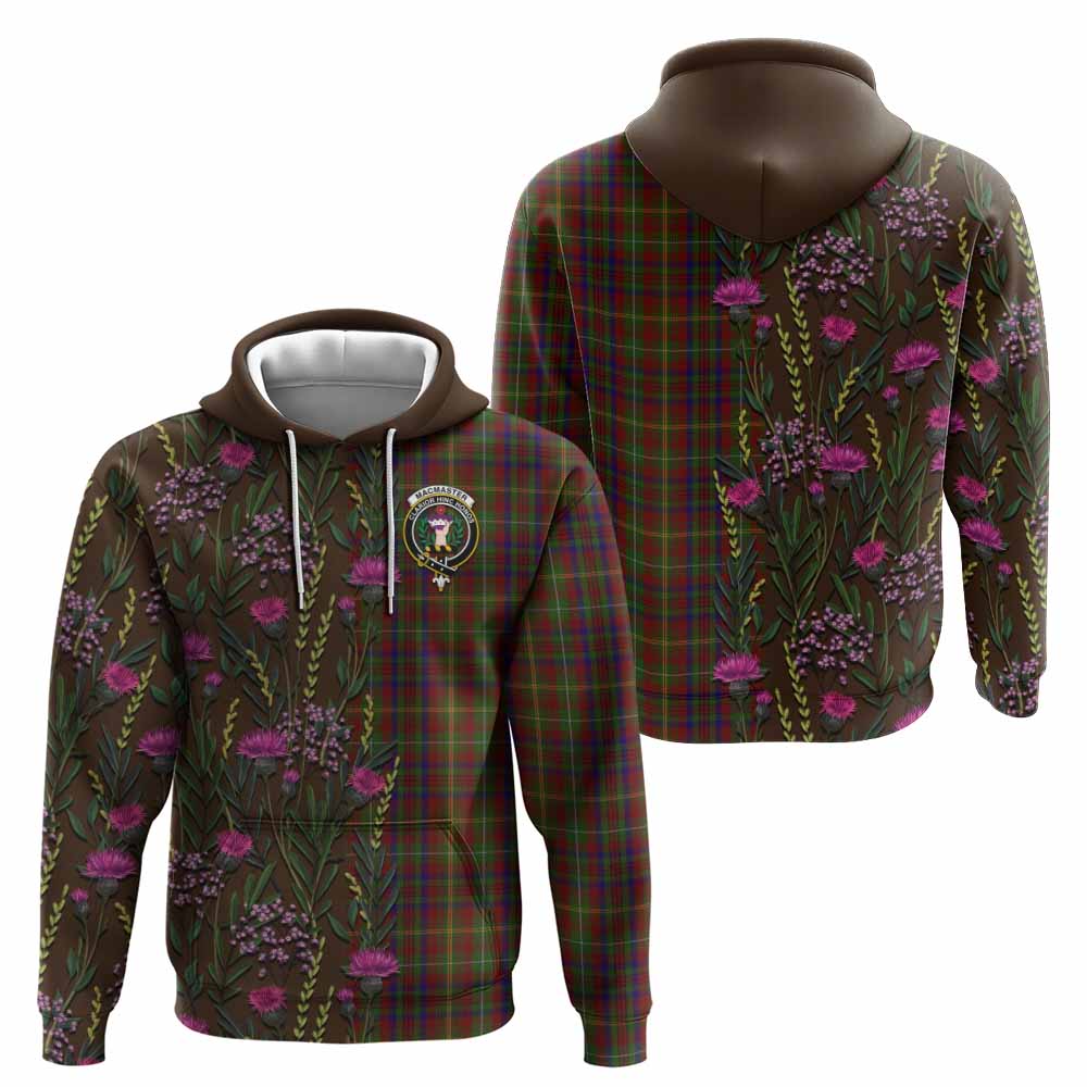MacMaster (McMaster) Family Crest Tartan Hoodie Scottish Thistle Flower Pattern Half Style - Tartan Vibes Clothing