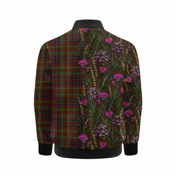 MacMaster (McMaster) Family Crest Tartan Kid Bomber Jacket Scottish Thistle Flower Pattern Half Style - Tartan Vibes Clothing