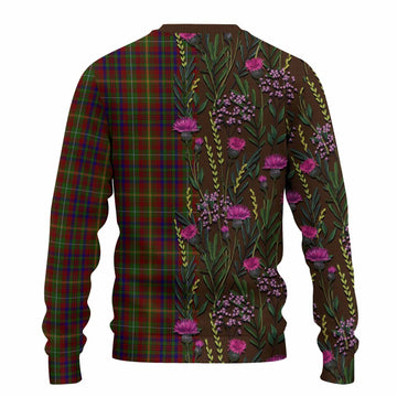 MacMaster (McMaster) Family Crest Tartan Knitted Sweater Scottish Thistle Flower Pattern Half Style - Tartan Vibes Clothing