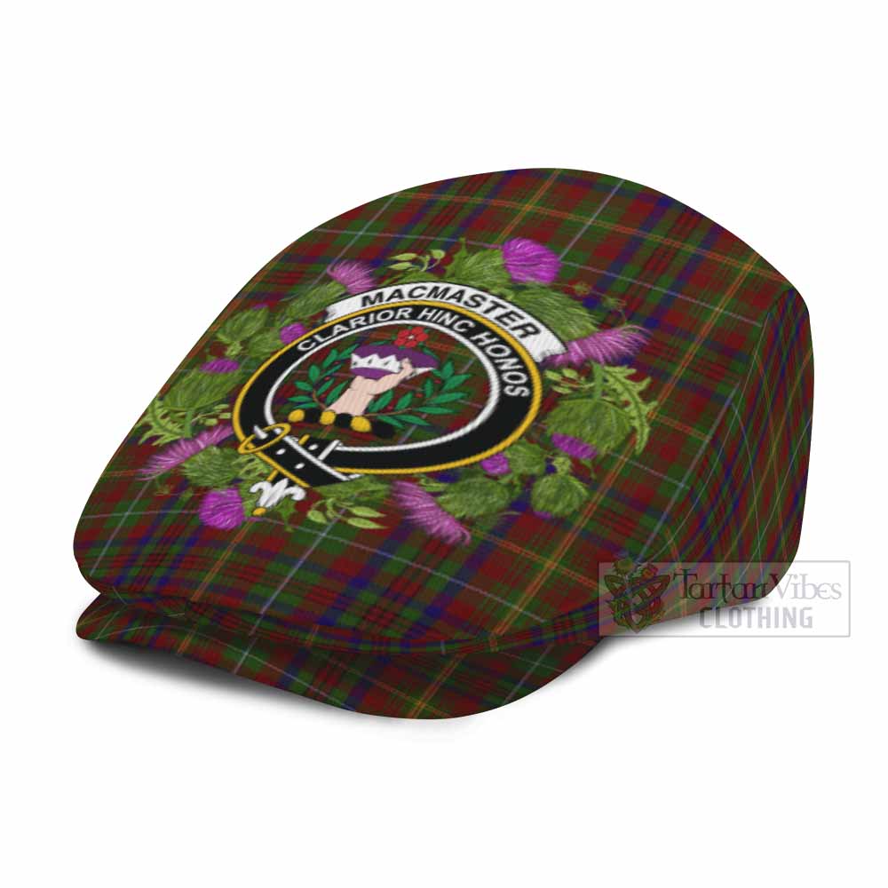 MacMaster (McMaster) Scotland Tartan Crest Thistle Heritage Flat Cap, Jeff Cap - Tartan Vibes Clothing