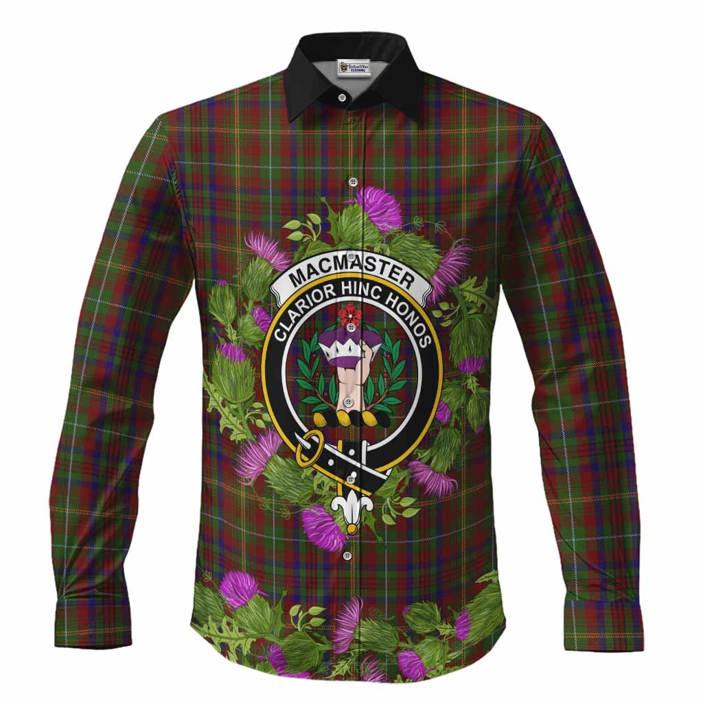 MacMaster (McMaster) Scotland Tartan Crest Thistle Heritage Long Sleeve Button Shirts Men's Shirt S - Tartan Vibes Clothing