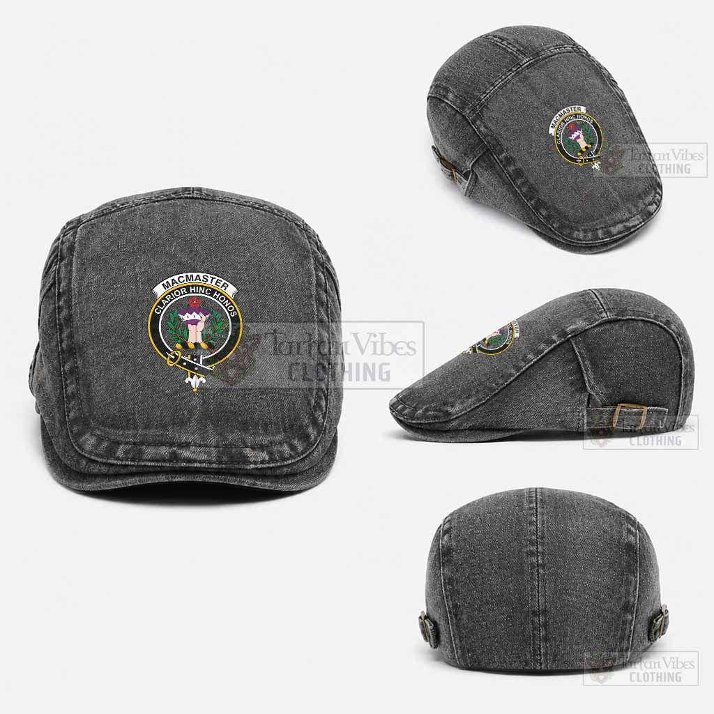 MacMaster (McMaster) Scottish Clan Crest Washed Flat Cap - Unisex Jeff Cap One Size (Adjustable) Black - Tartan Vibes Clothing