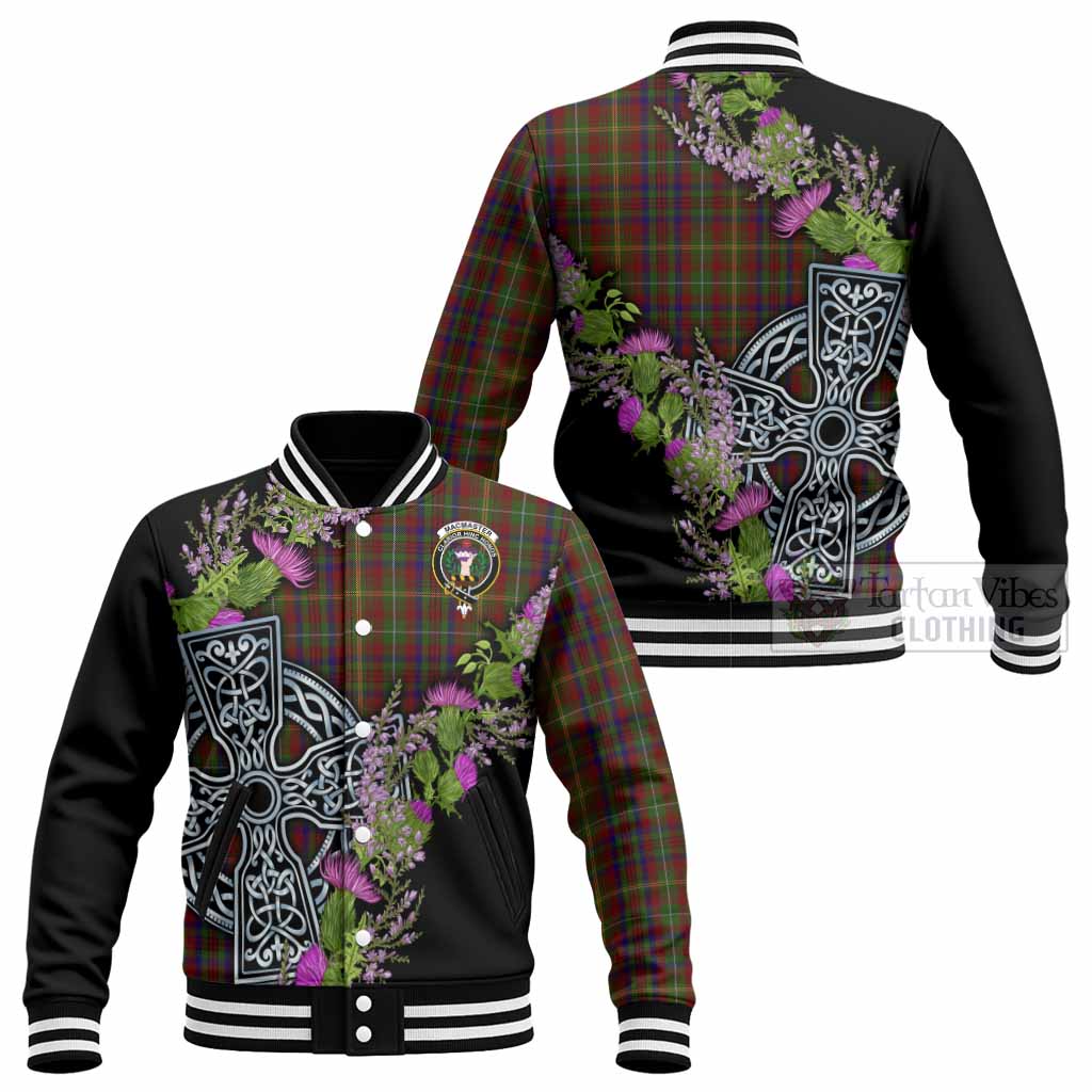 MacMaster (McMaster) Scottish Fraoch Thistle Tartan Baseball Jacket Celtic Cross - Tartan Vibes Clothing