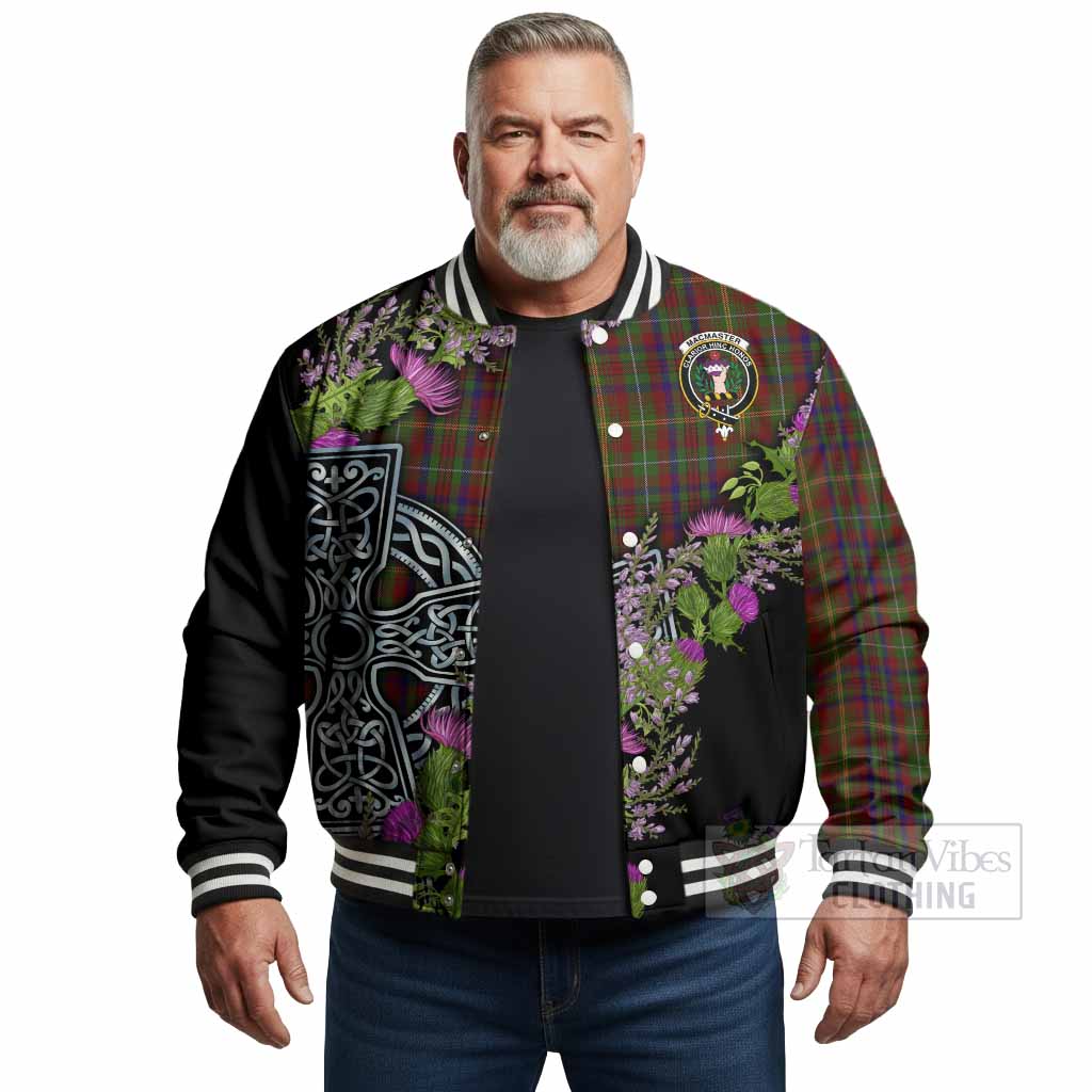 MacMaster (McMaster) Scottish Fraoch Thistle Tartan Baseball Jacket Celtic Cross - Tartan Vibes Clothing