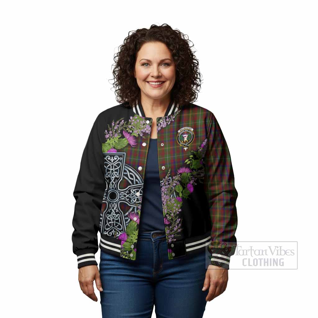 MacMaster (McMaster) Scottish Fraoch Thistle Tartan Baseball Jacket Celtic Cross - Tartan Vibes Clothing