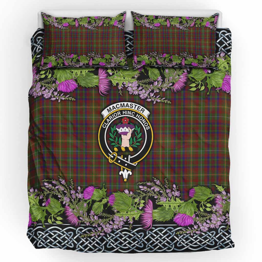 MacMaster (McMaster) Scottish Fraoch Thistle Tartan Bedding Set Celtic Cross UK Bedding Set UK King 91*87 inch - Tartan Vibes Clothing