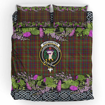 MacMaster (McMaster) Scottish Fraoch Thistle Tartan Bedding Set Celtic Cross