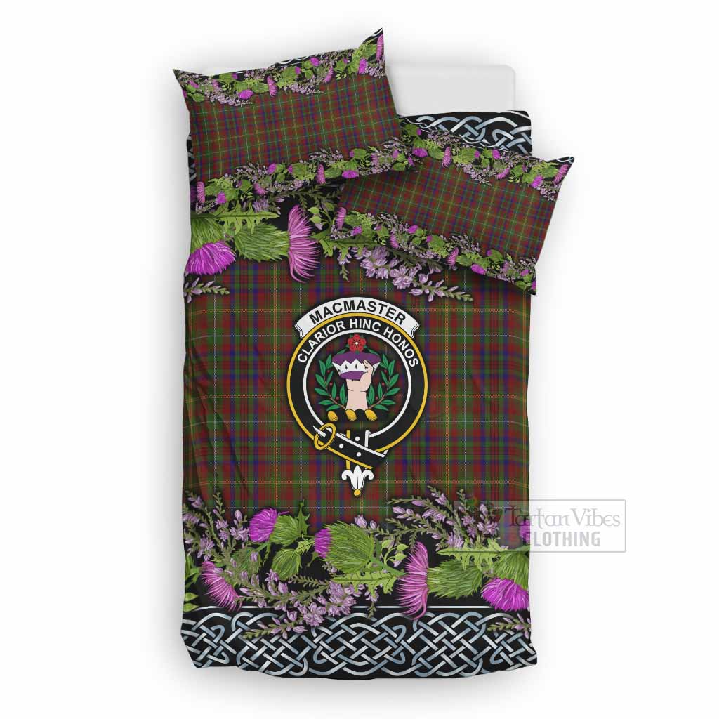 MacMaster (McMaster) Scottish Fraoch Thistle Tartan Bedding Set Celtic Cross UK Bedding Set UK Double 79*79 inch - Tartan Vibes Clothing