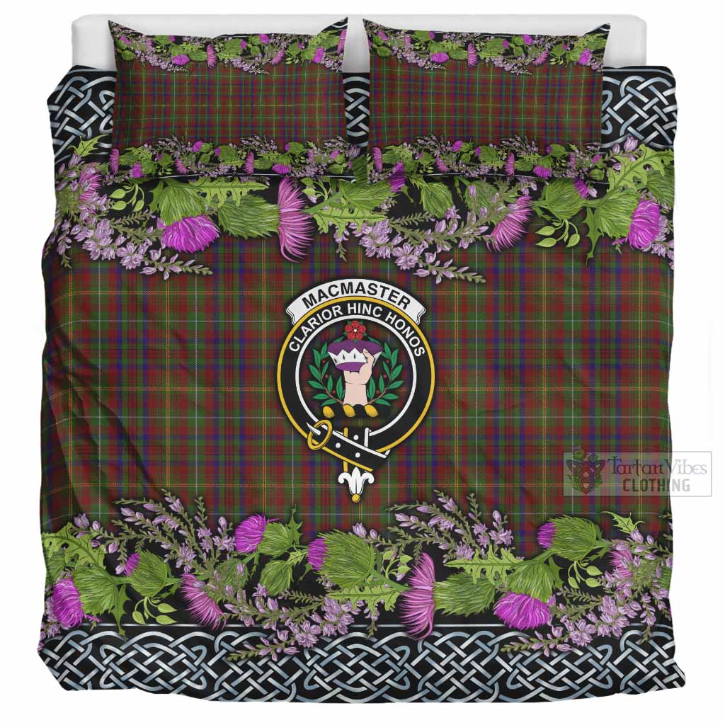 MacMaster (McMaster) Scottish Fraoch Thistle Tartan Bedding Set Celtic Cross UK Bedding Set UK Super King 104*94 inch - Tartan Vibes Clothing