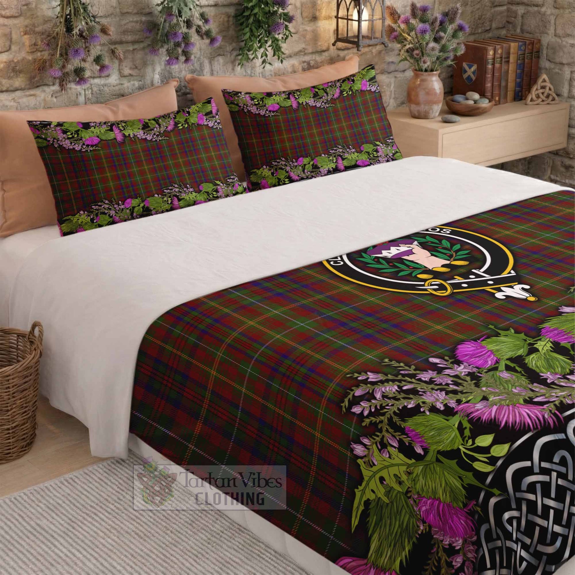 MacMaster (McMaster) Scottish Fraoch Thistle Tartan Bedding Set Celtic Cross - Tartan Vibes Clothing