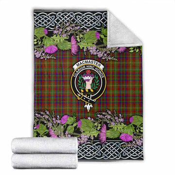 MacMaster (McMaster) Scottish Fraoch Thistle Tartan Blanket Celtic Cross