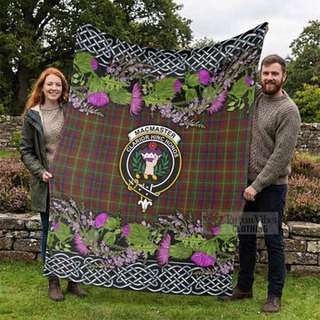 MacMaster (McMaster) Scottish Fraoch Thistle Tartan Blanket Celtic Cross