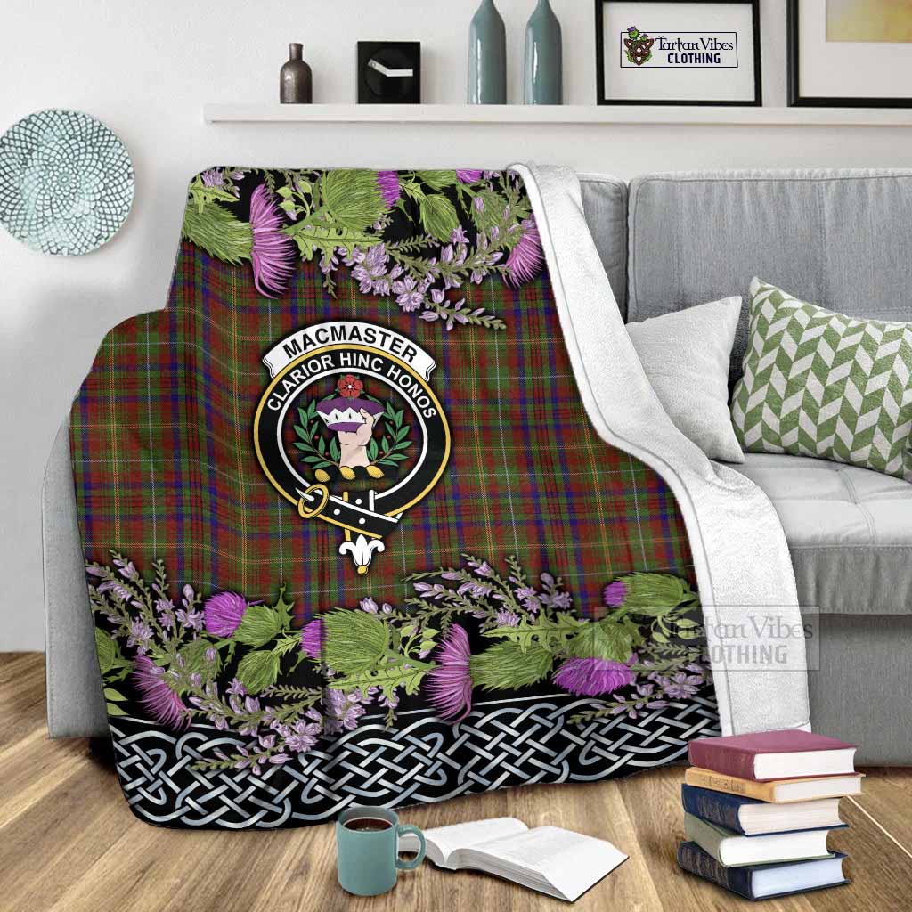 MacMaster (McMaster) Scottish Fraoch Thistle Tartan Blanket Celtic Cross - Tartan Vibes Clothing