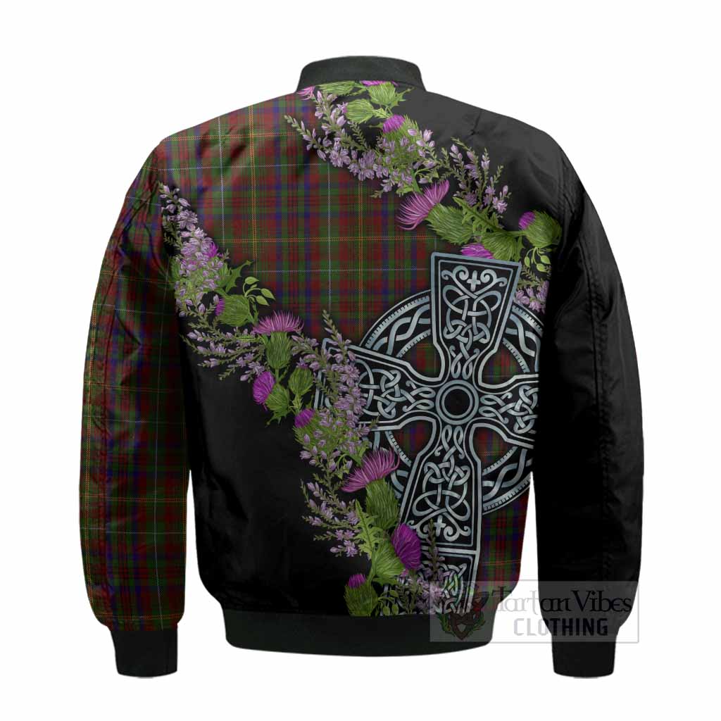 MacMaster (McMaster) Scottish Fraoch Thistle Tartan Bomber Jacket Celtic Cross - Tartan Vibes Clothing
