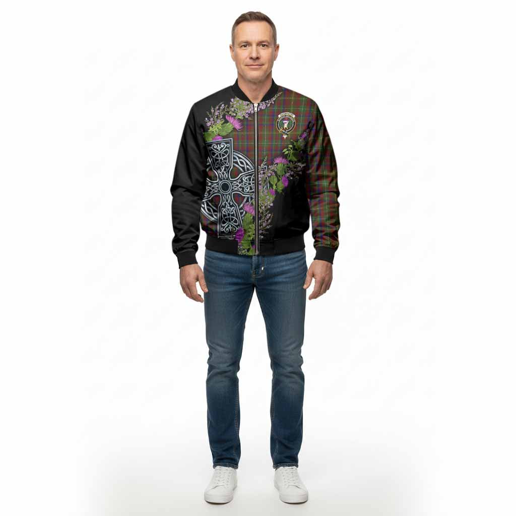 MacMaster (McMaster) Scottish Fraoch Thistle Tartan Bomber Jacket Celtic Cross - Tartan Vibes Clothing