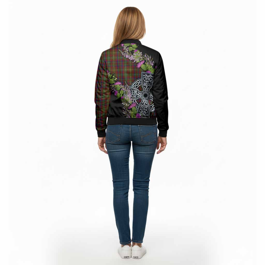 MacMaster (McMaster) Scottish Fraoch Thistle Tartan Bomber Jacket Celtic Cross - Tartan Vibes Clothing