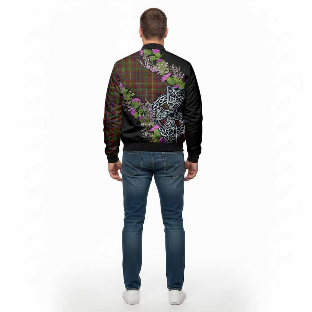 MacMaster (McMaster) Scottish Fraoch Thistle Tartan Bomber Jacket Celtic Cross - Tartan Vibes Clothing