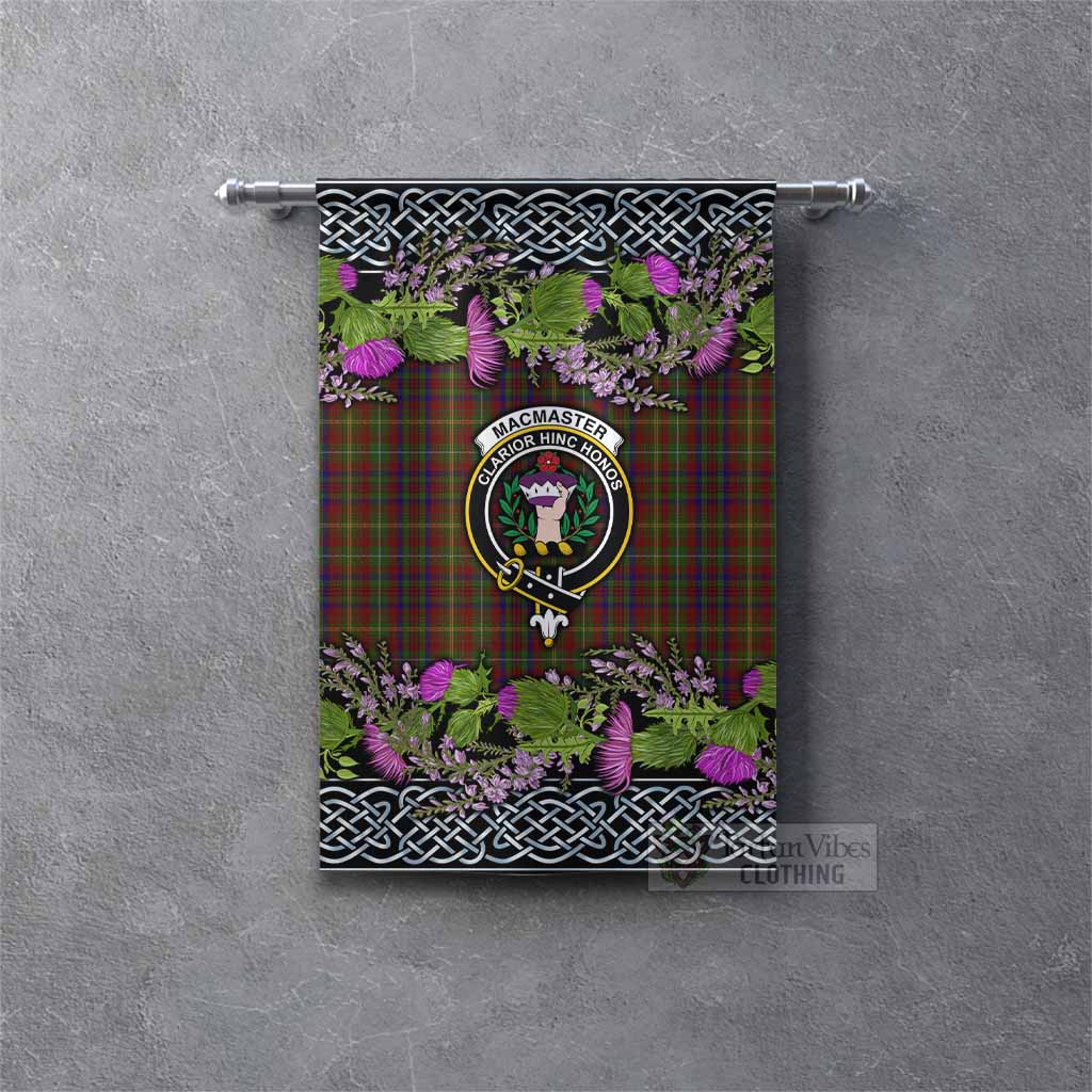 MacMaster (McMaster) Scottish Fraoch Thistle Tartan Gonfalon Celtic Cross Rectangle - Tartan Vibes Clothing
