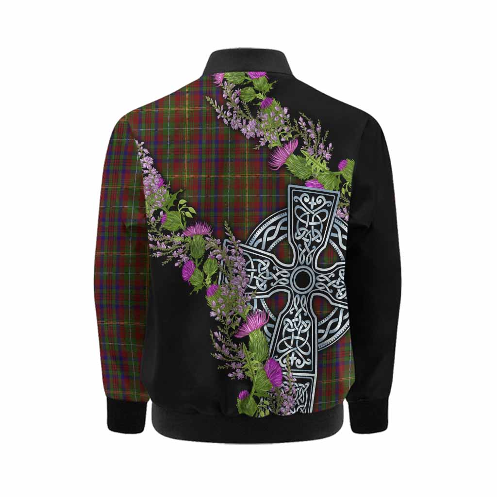 MacMaster (McMaster) Scottish Fraoch Thistle Tartan Kid Bomber Jacket Celtic Cross