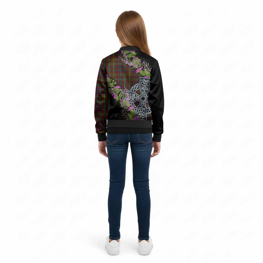 MacMaster (McMaster) Scottish Fraoch Thistle Tartan Kid Bomber Jacket Celtic Cross