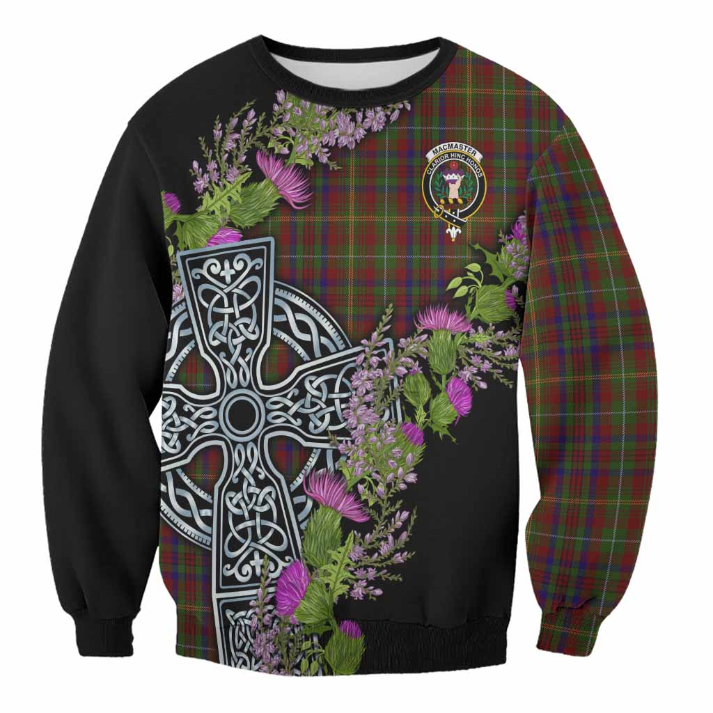 MacMaster (McMaster) Scottish Fraoch Thistle Tartan Sweatshirt Celtic Cross Unisex - Tartan Vibes Clothing