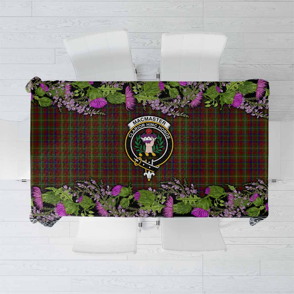 MacMaster (McMaster) Scottish Fraoch Thistle Tartan Tablecloth Celtic Cross - Tartan Vibes Clothing