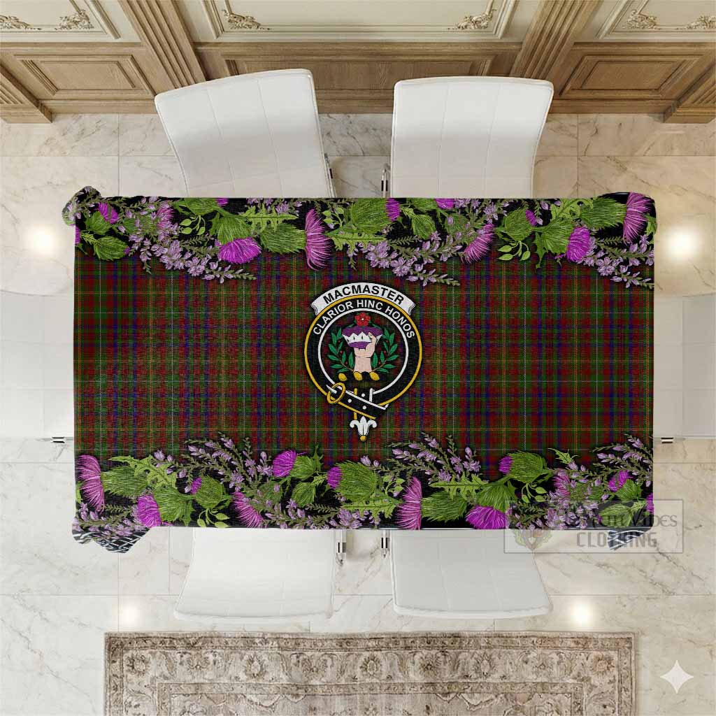 MacMaster (McMaster) Scottish Fraoch Thistle Tartan Tablecloth Celtic Cross - Tartan Vibes Clothing