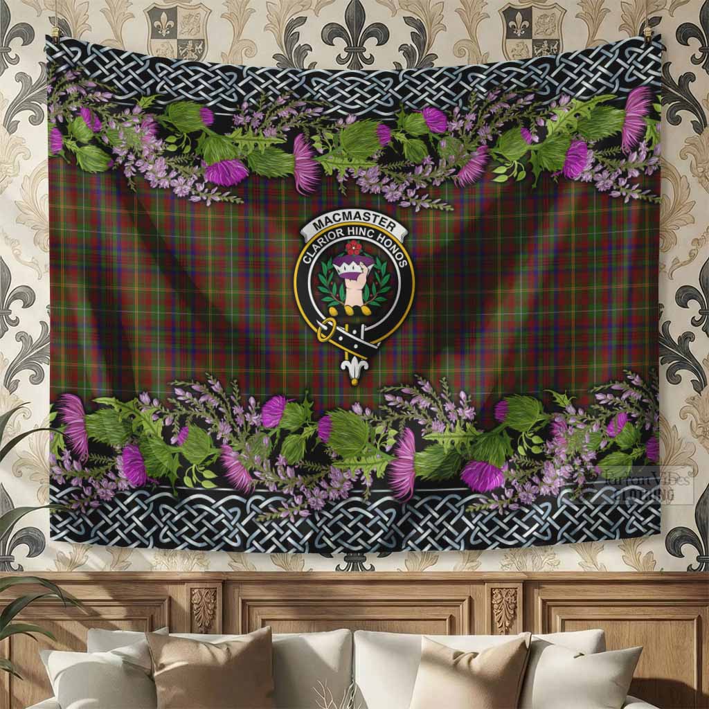 MacMaster (McMaster) Scottish Fraoch Thistle Tartan Tapestry Celtic Cross 39 × 59 in (100 × 150 cm) - Tartan Vibes Clothing