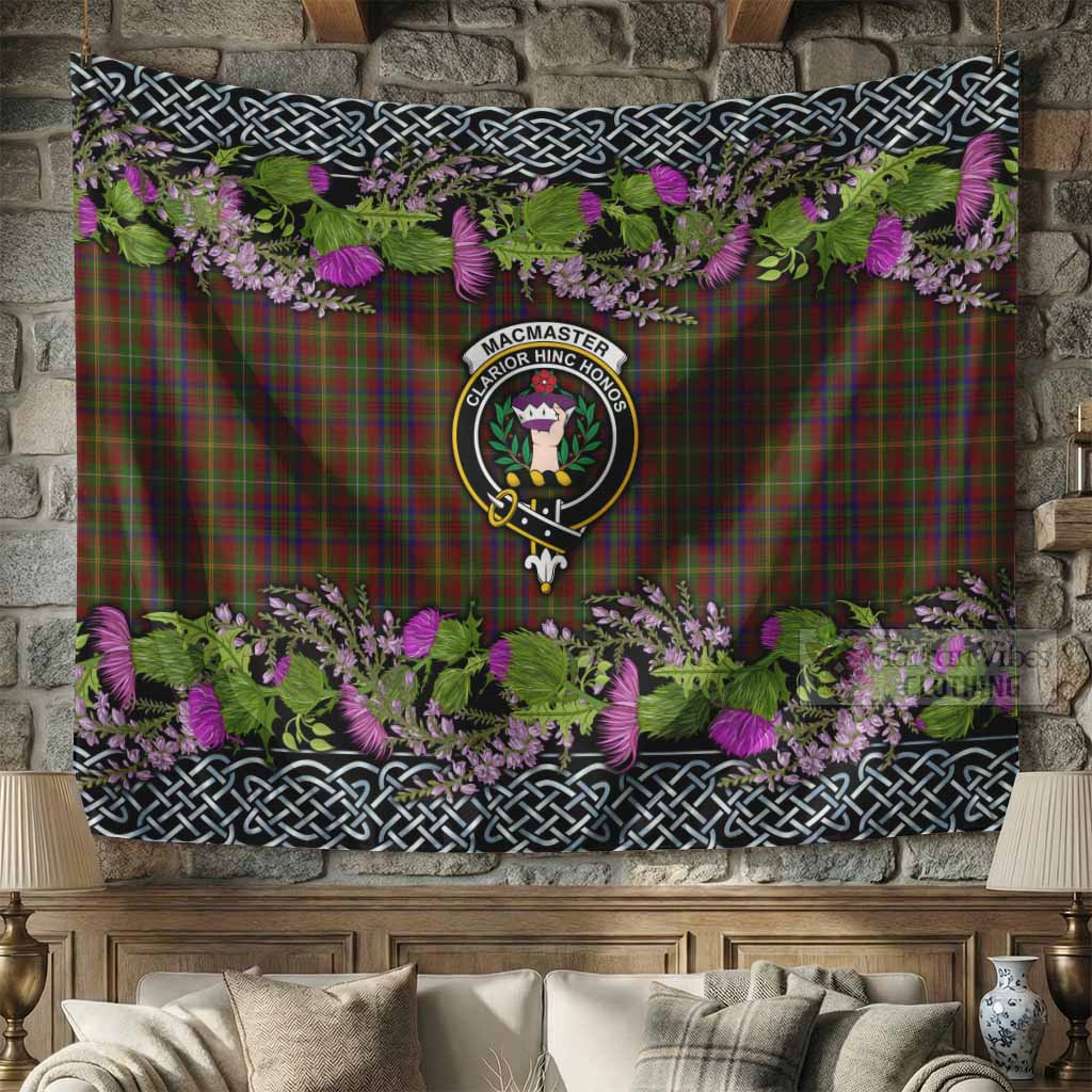 MacMaster (McMaster) Scottish Fraoch Thistle Tartan Tapestry Celtic Cross 71 × 118 in (180 × 300 cm) - Tartan Vibes Clothing