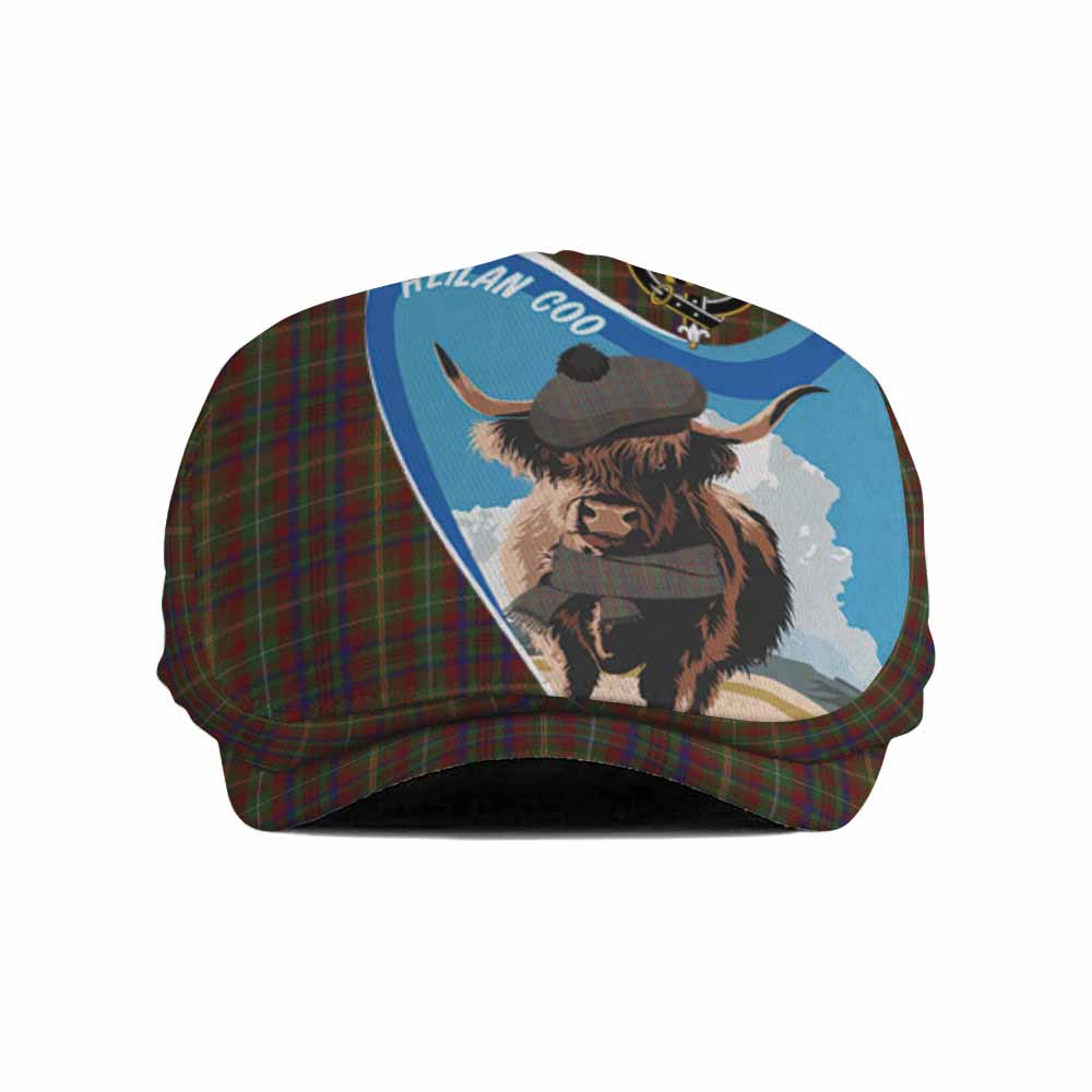 MacMaster (McMaster) Scottish Heilan Coo Tartan Crest Flat Cap, Jeff Cap Flat Cap - Tartan Vibes Clothing