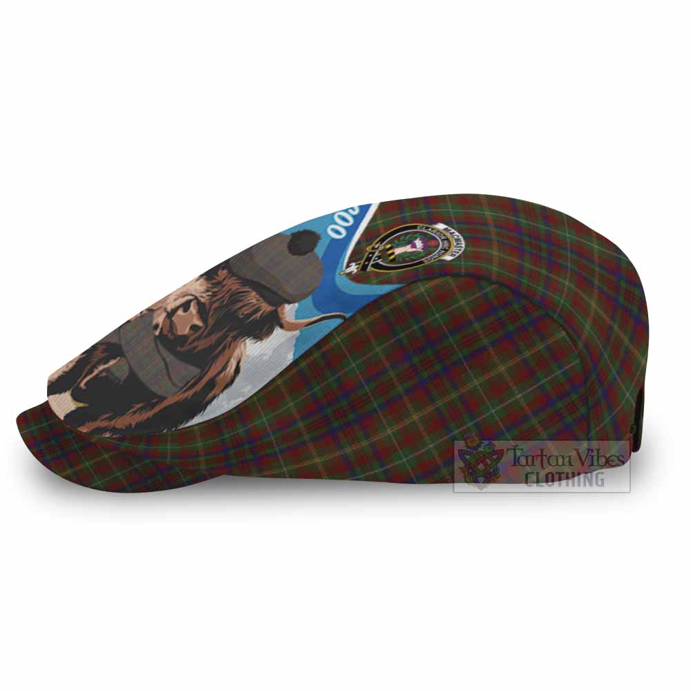 MacMaster (McMaster) Scottish Heilan Coo Tartan Crest Flat Cap, Jeff Cap - Tartan Vibes Clothing