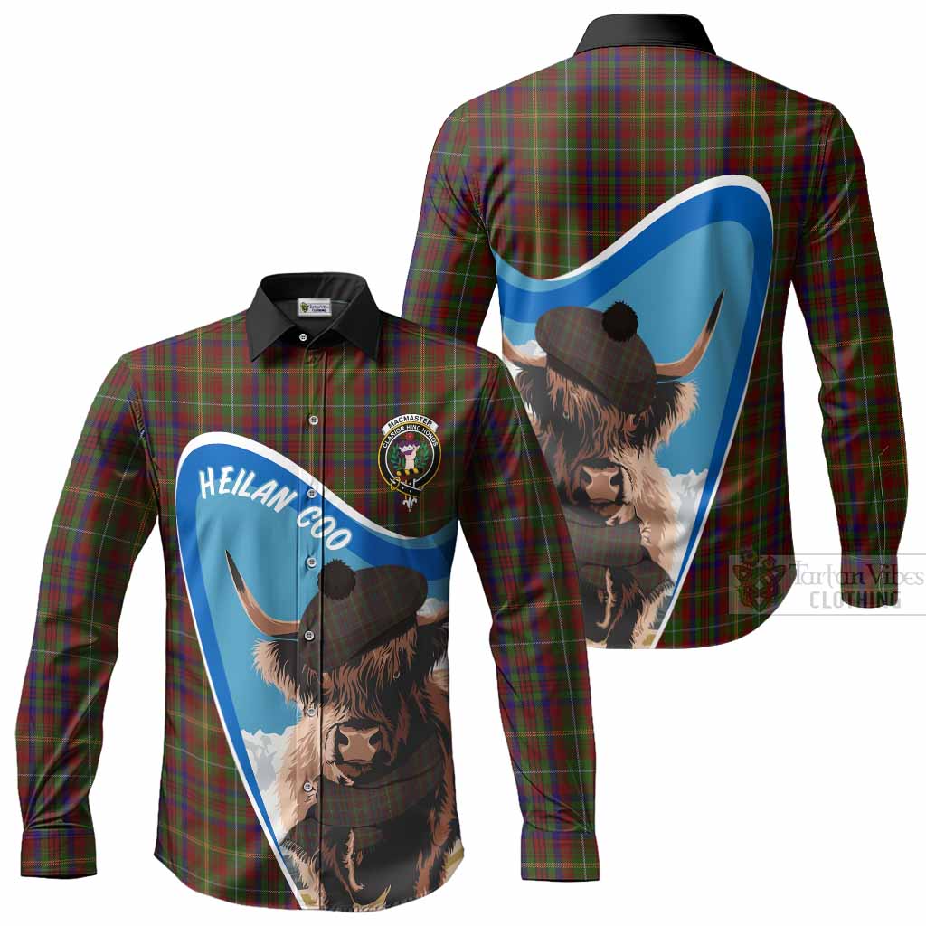 MacMaster (McMaster) Scottish Heilan Coo Tartan Crest Long Sleeve Button Shirts Men's Shirt - Tartan Vibes Clothing