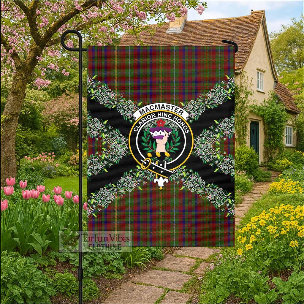 MacMaster (McMaster) Scottish Tartan Crest Garden Flag Thistle Celtic Knotwork Heritage Art