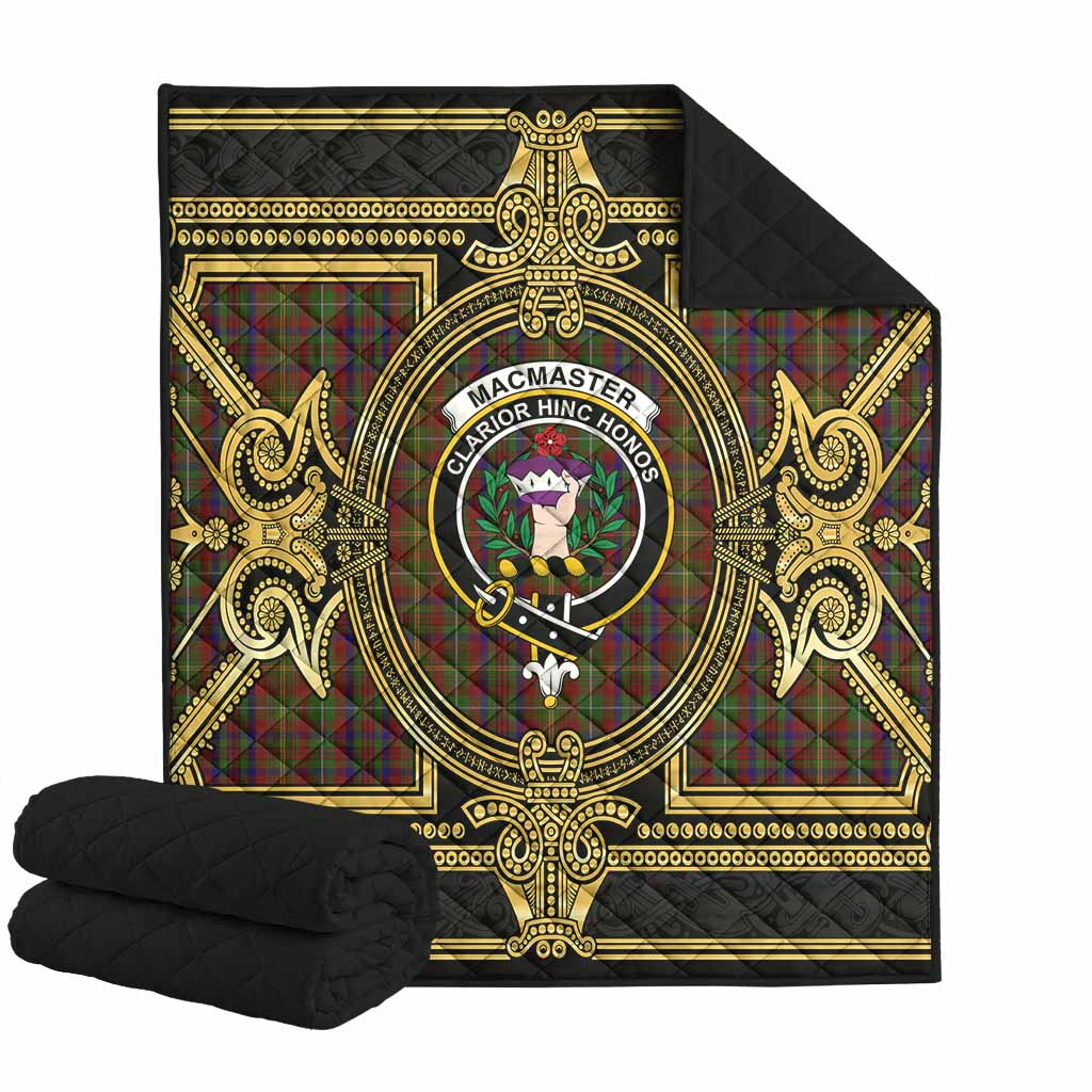 MacMaster (McMaster) Scottish Tartan Crest Premium Quilt Royal Stylized