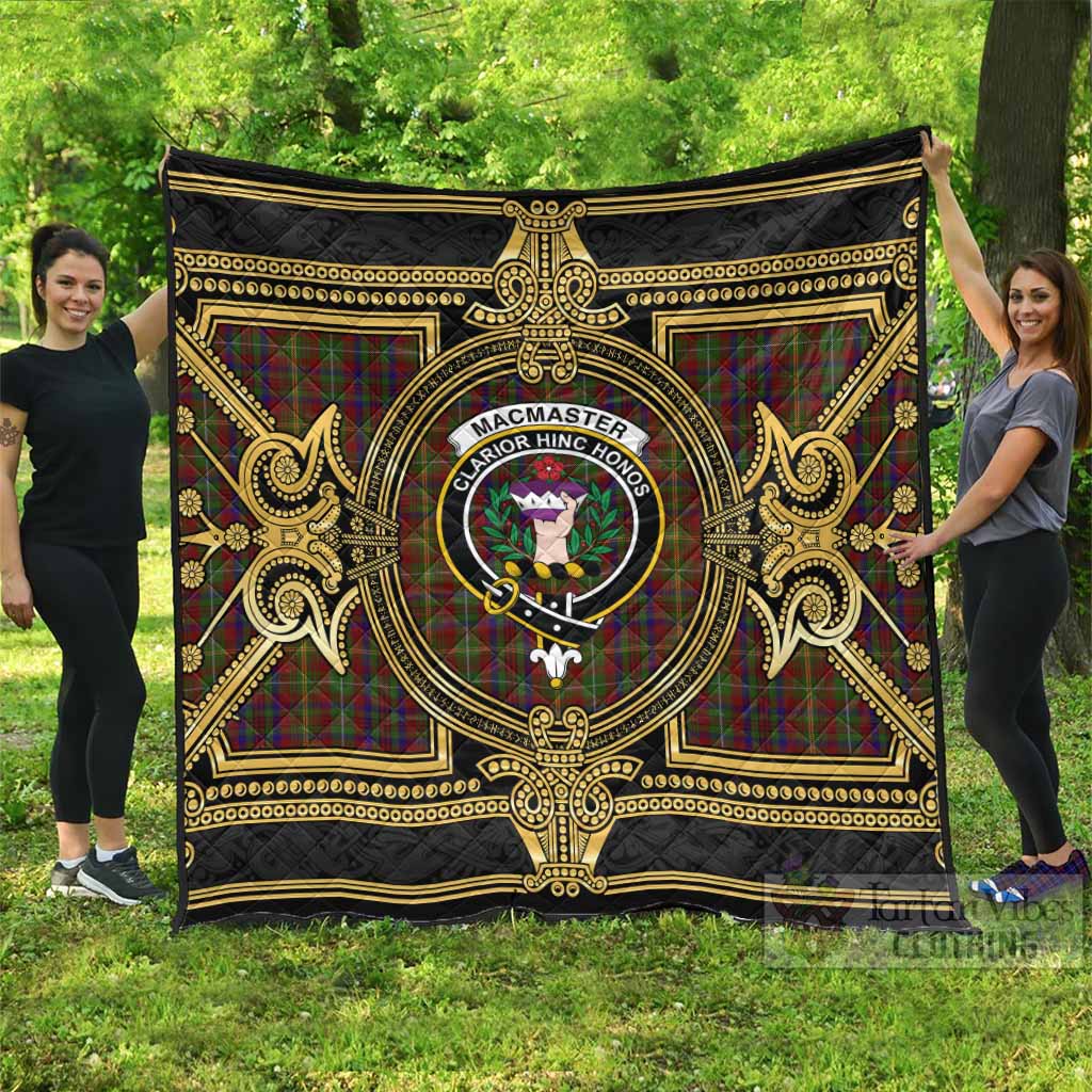 MacMaster (McMaster) Scottish Tartan Crest Premium Quilt Royal Stylized