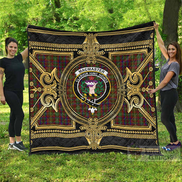 MacMaster (McMaster) Scottish Tartan Crest Premium Quilt Royal Stylized
