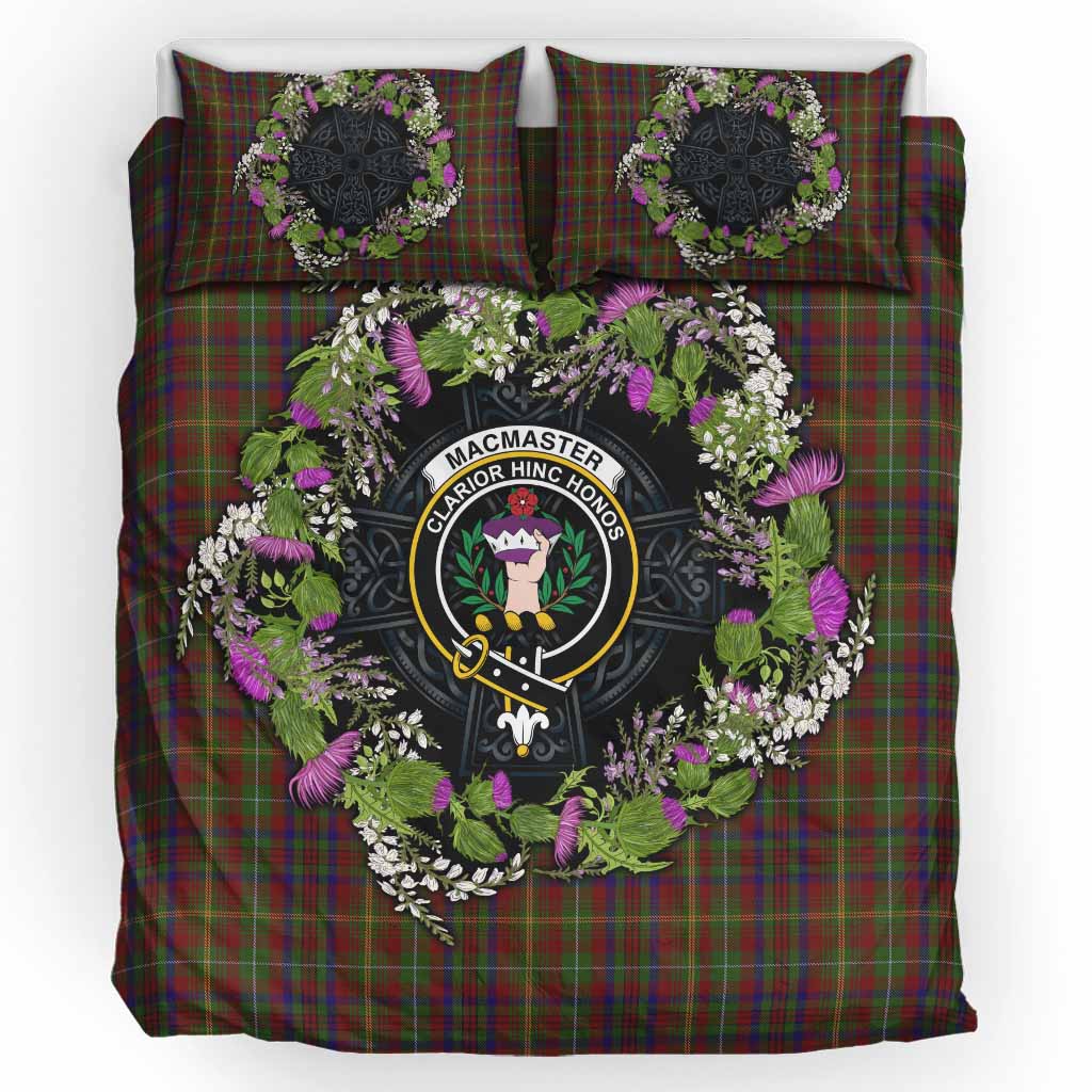 MacMaster (McMaster) Scottish Tartan White Heather With Thistle Bedding Set Beir Buaidh! UK Bedding Set UK King 91*87 inch - Tartan Vibes Clothing