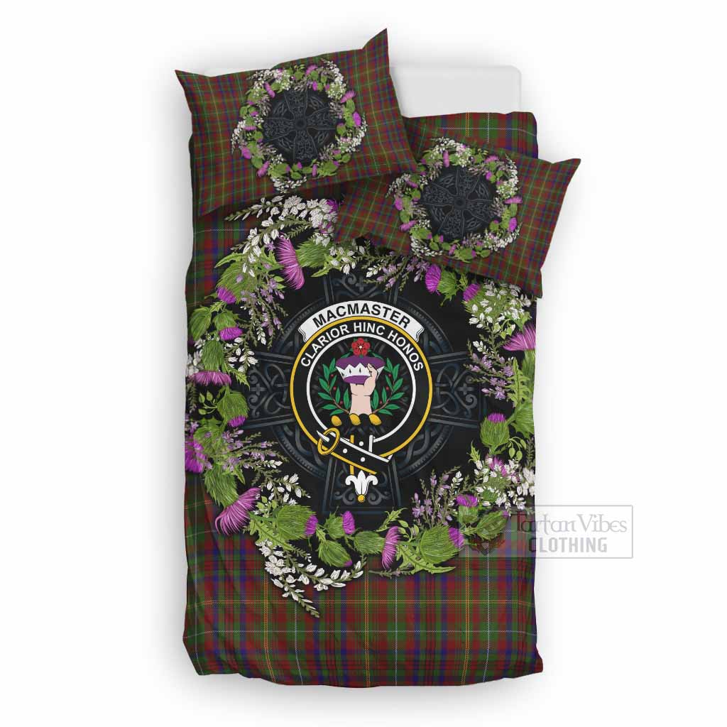 MacMaster (McMaster) Scottish Tartan White Heather With Thistle Bedding Set Beir Buaidh! UK Bedding Set UK Double 79*79 inch - Tartan Vibes Clothing