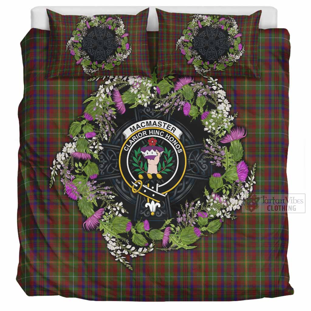 MacMaster (McMaster) Scottish Tartan White Heather With Thistle Bedding Set Beir Buaidh! UK Bedding Set UK Super King 104*94 inch - Tartan Vibes Clothing
